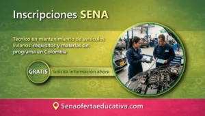 Técnico en mantenimiento de vehículos livianos requisitos y materias del programa en Colombia