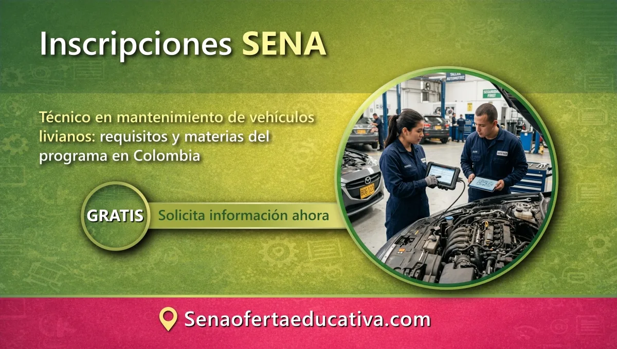 Técnico en mantenimiento de vehículos livianos requisitos y materias del programa en Colombia