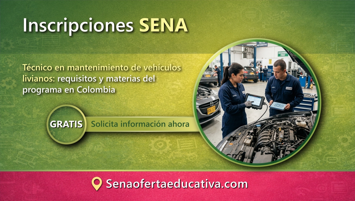 Técnico en mantenimiento de vehículos livianos requisitos y materias del programa en Colombia