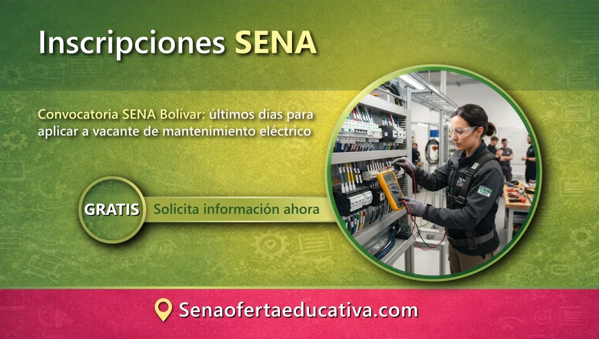 Convocatoria SENA Bolívar últimos días para aplicar a vacante de mantenimiento eléctrico